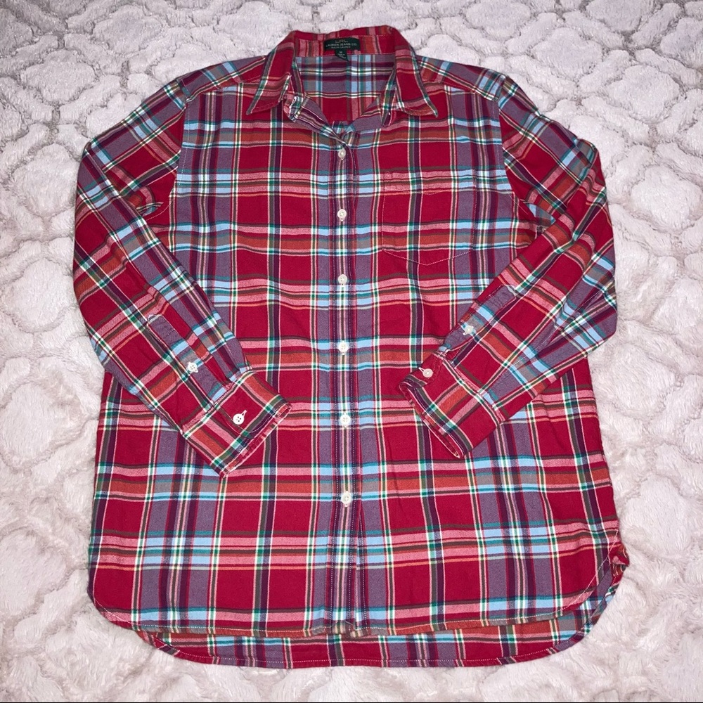 {Ralph Lauren} Plaid Flannel Button Front Shirt